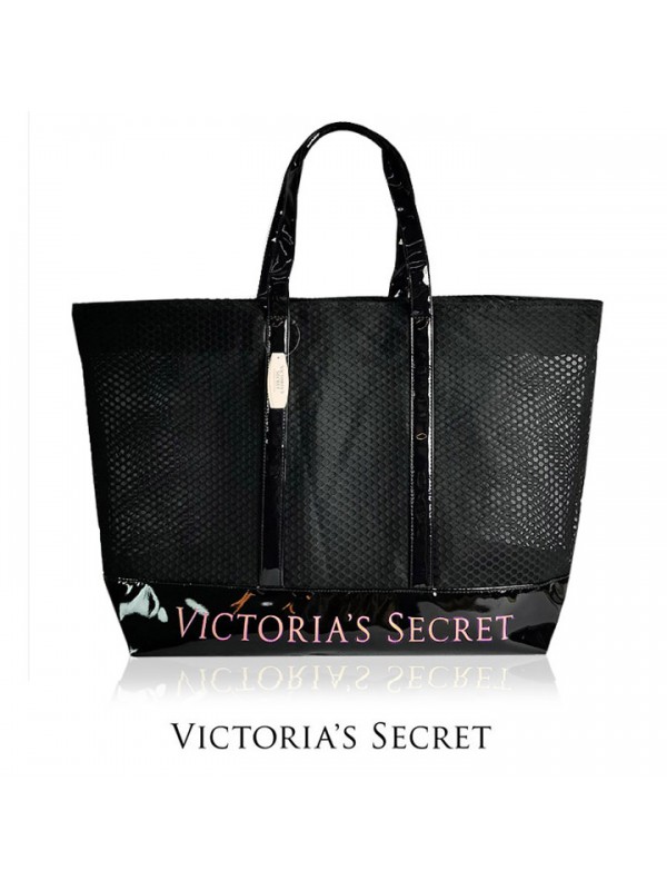 VCHB-262*VICTORIA'S SECRET LARGE SHOPPING TOTE (BLACK) VCHB-262*VICTORIA'S SECRET LARGE SHOPPING TOTE (BLACK)